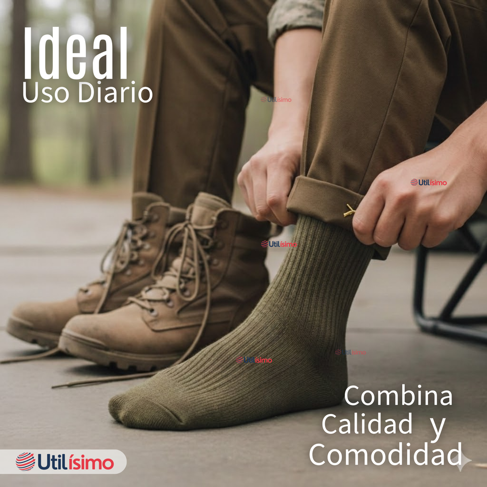 Pack 3 Pares Calcetines Carabineros Verde 65% Algodón Uniformado Transpirable