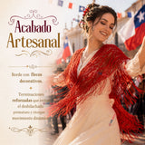 Puntilla Chal Rojo Baile Chilote Mujer Traje Típico 150x79 cm