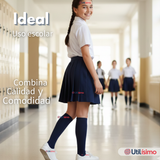 Calcetín Escolar Largo Bambú Azul Niñas