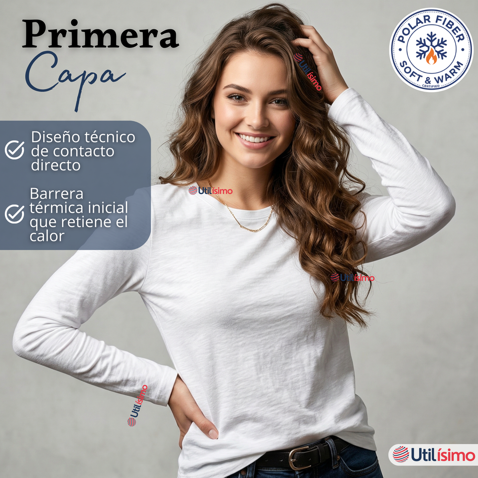 Pack 6 Camisetas Poleras Polar Primera Capa Manga Larga Colores Surtidos Mujer