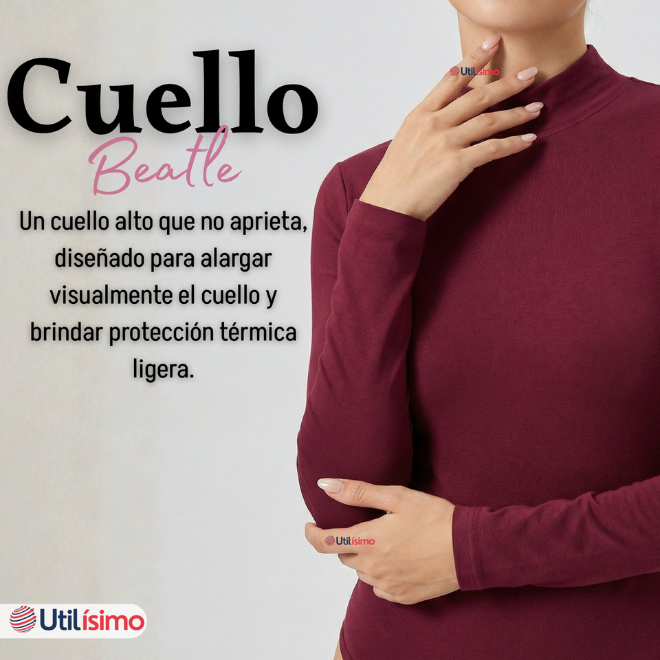 Body Manga Larga Bambú Cuello Alto Beatle Mujer Colores Surtidos