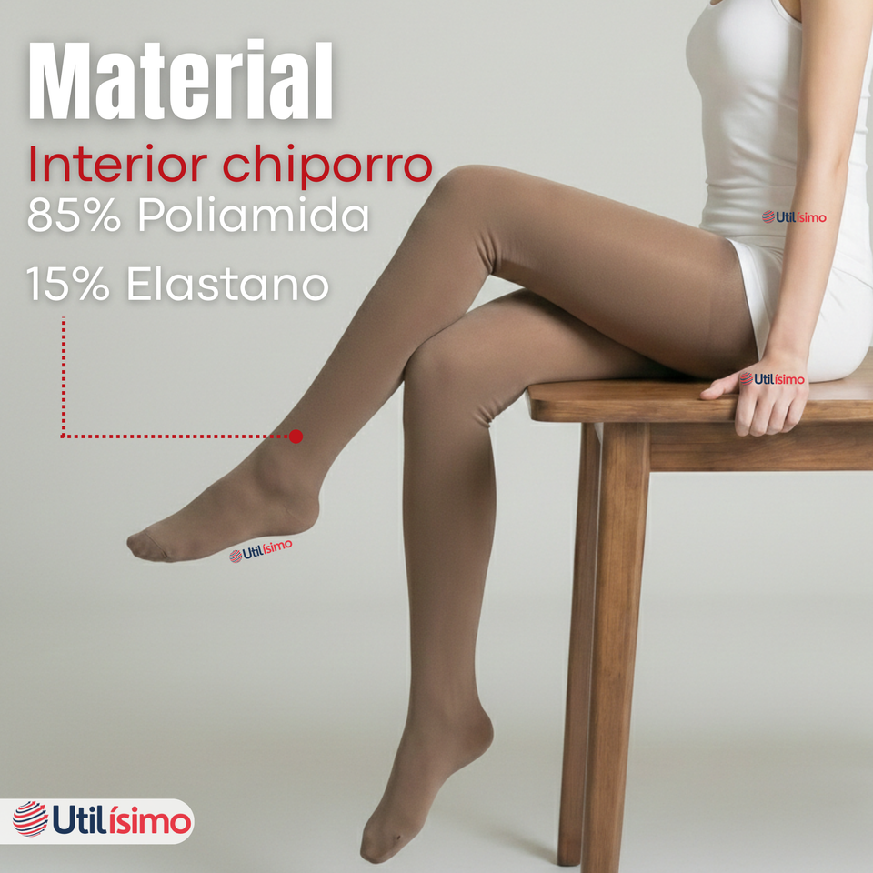 Calza Panty Efecto Piel Polar Térmica Con Chiporro Mujer Elasticada