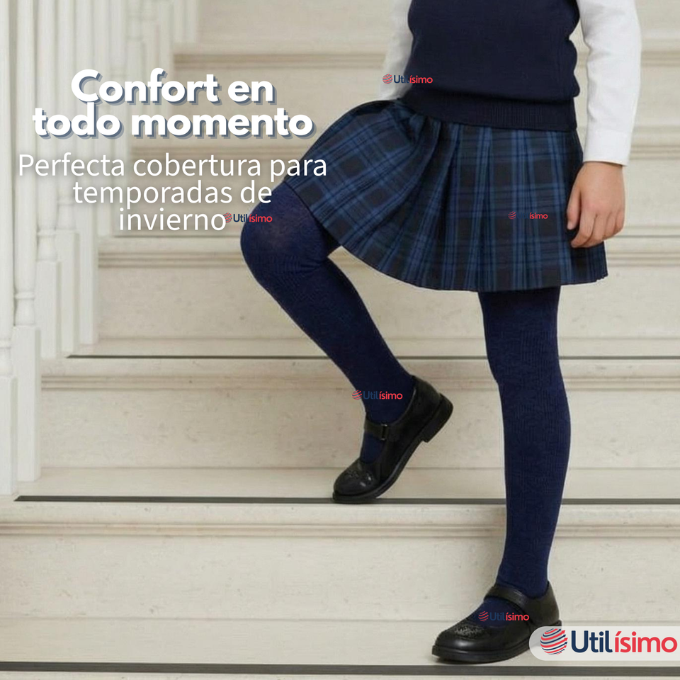 Pack 3 Panty Ballerinas Elasticadas Escolares Niña Algodón Azul