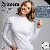 Pack 3 Camisetas Poleras Algodón Primera Capa Cuello Beatle Manga Larga Blanco Negro Mujer