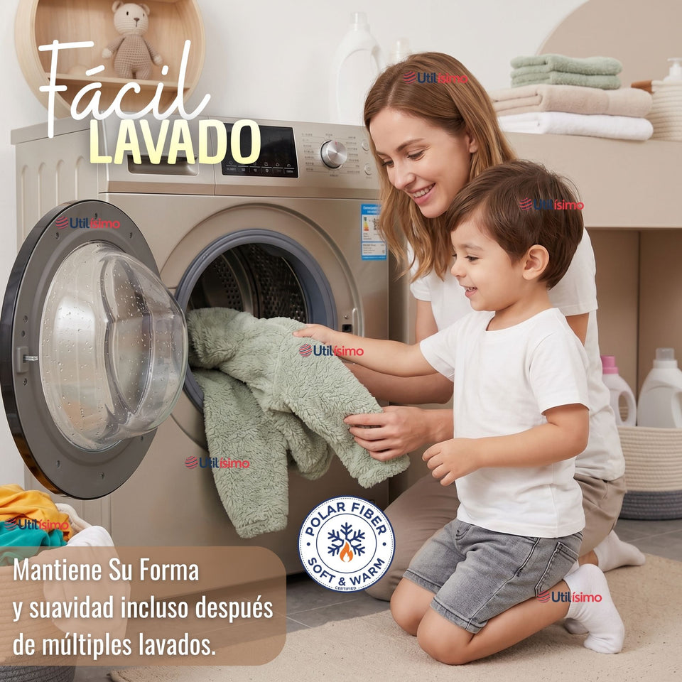 Buzo Polerón Conjunto Polar Niño Con Capucha Unicolor Verde Claro