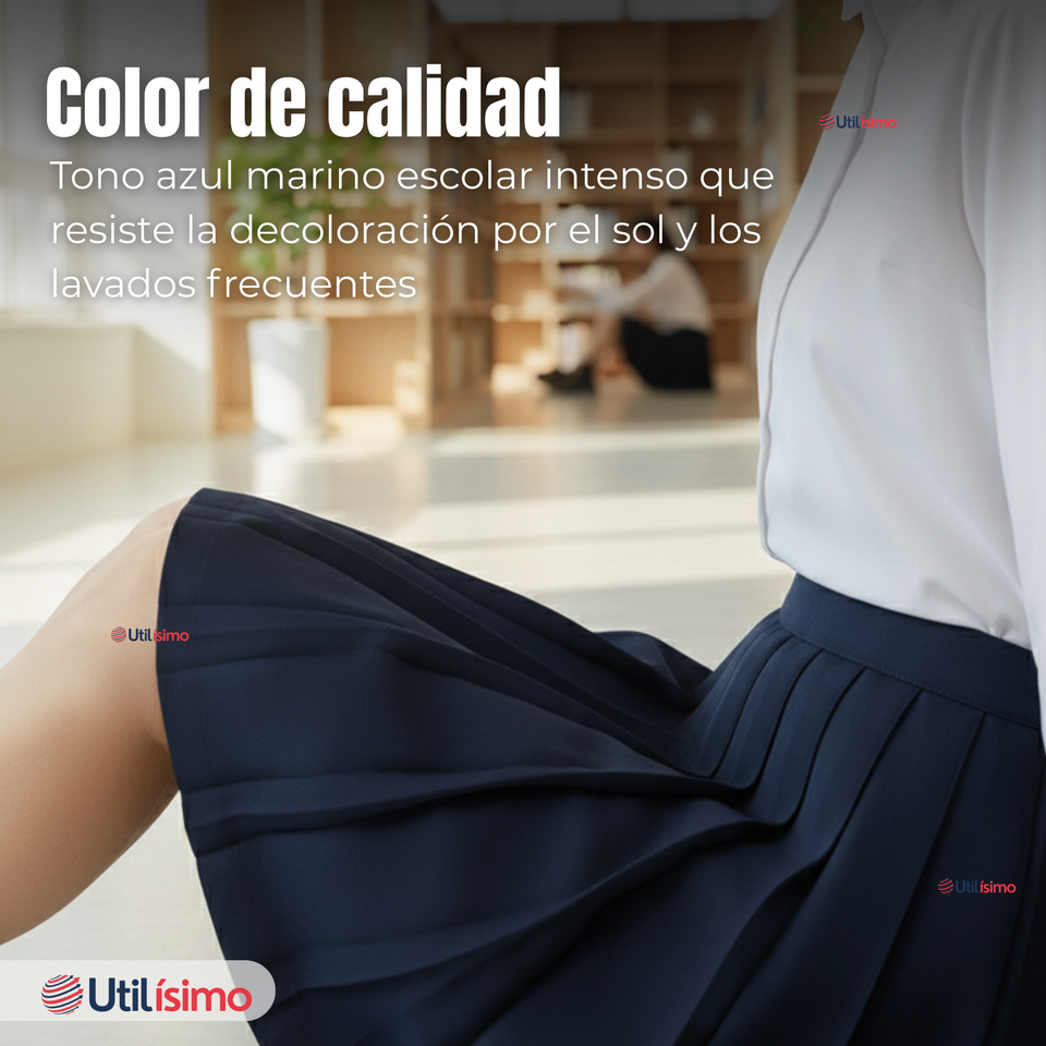 Pack 6 Falda Escolar Azul Niña Poliéster