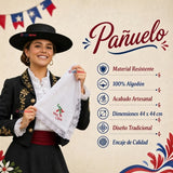 Pack 3 Pañuelos Cueca Bordado Viva Chile Con Encaje 44x44cm