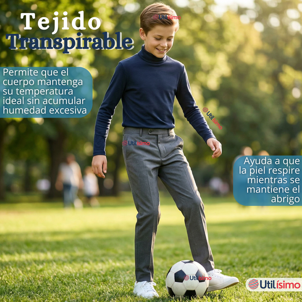 Pack 3 Poleras Camisetas Polar Azul Oscuro Primera Capa Beatle Manga Larga Niño