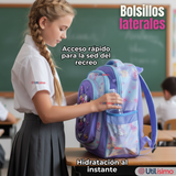 Mochila Hello Kitty Escolar Con Ruedas + Estuche + Lonchera Desmontable Poliéster Lila Niña