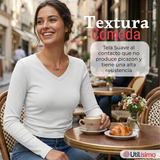 Pack 6 Camisetas Polar Polera Cuello V Mujer Manga Larga Tela Acanalada Colores Surtidos