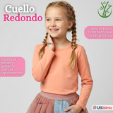 Camiseta Polera Bambú Cuello Redondo Primera Capa Manga Larga Colores Surtido Niña