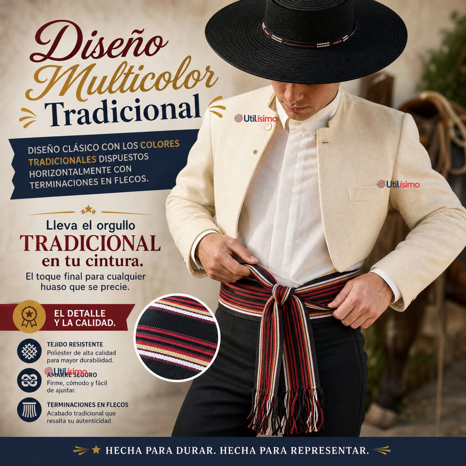 Faja Huaso Juvenil Fiestas Patrias Bailes Típico Multicolor