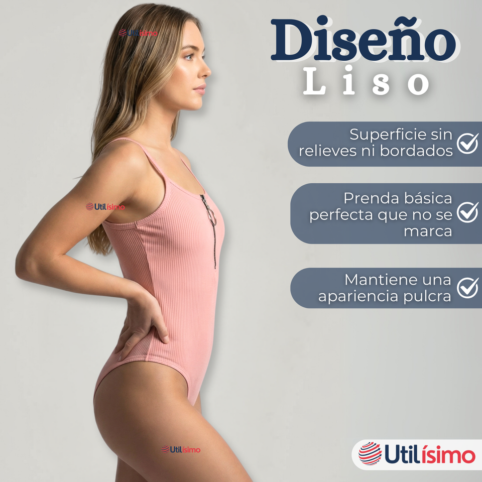Body Con Cierre Delantero Sin Mangas Ligero Sutil Colores Surtidos Mujer