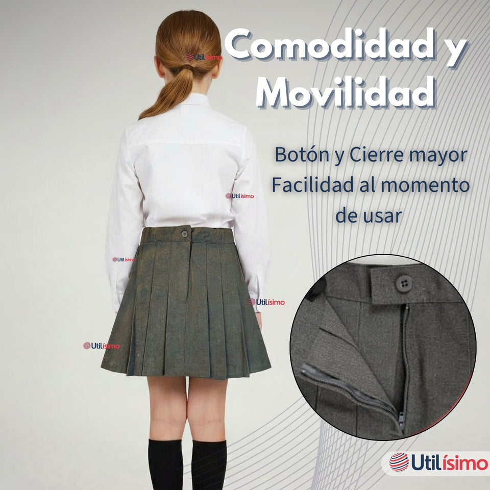 Falda Escolar Color Gris Para Niñas
