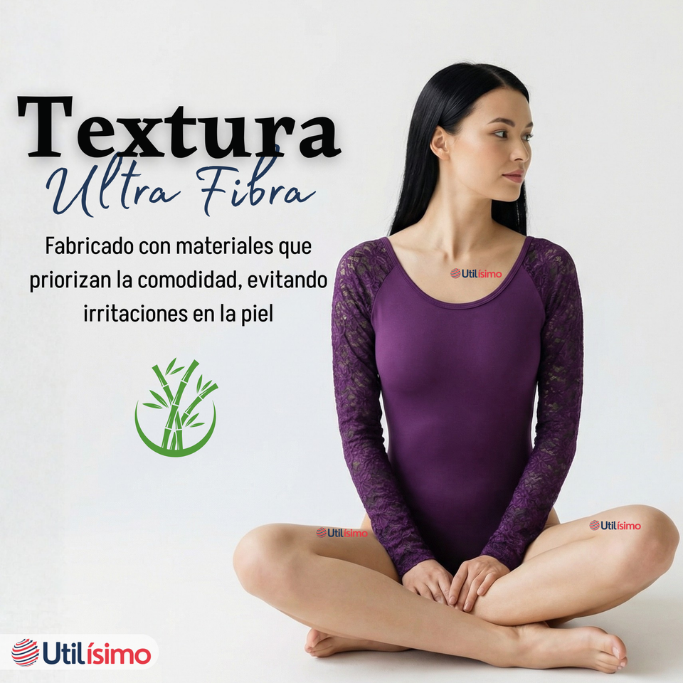 Pack 3 Bodys Cuello Redondo Manga Larga Con Encaje Bambú Mujer Colores Surtidos