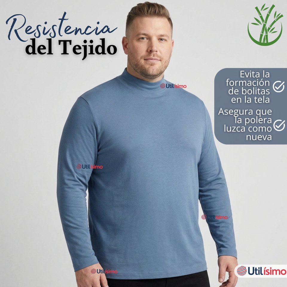 Camiseta Polera Bambú Primera Capa Cuello Beatle Manga Larga Colores Surtidos Hombre