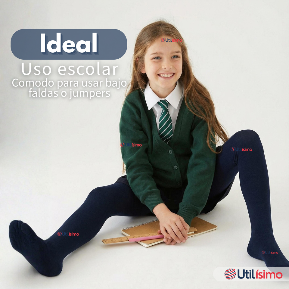 Panty Ballerinas Escolares Niña Algodón Azul