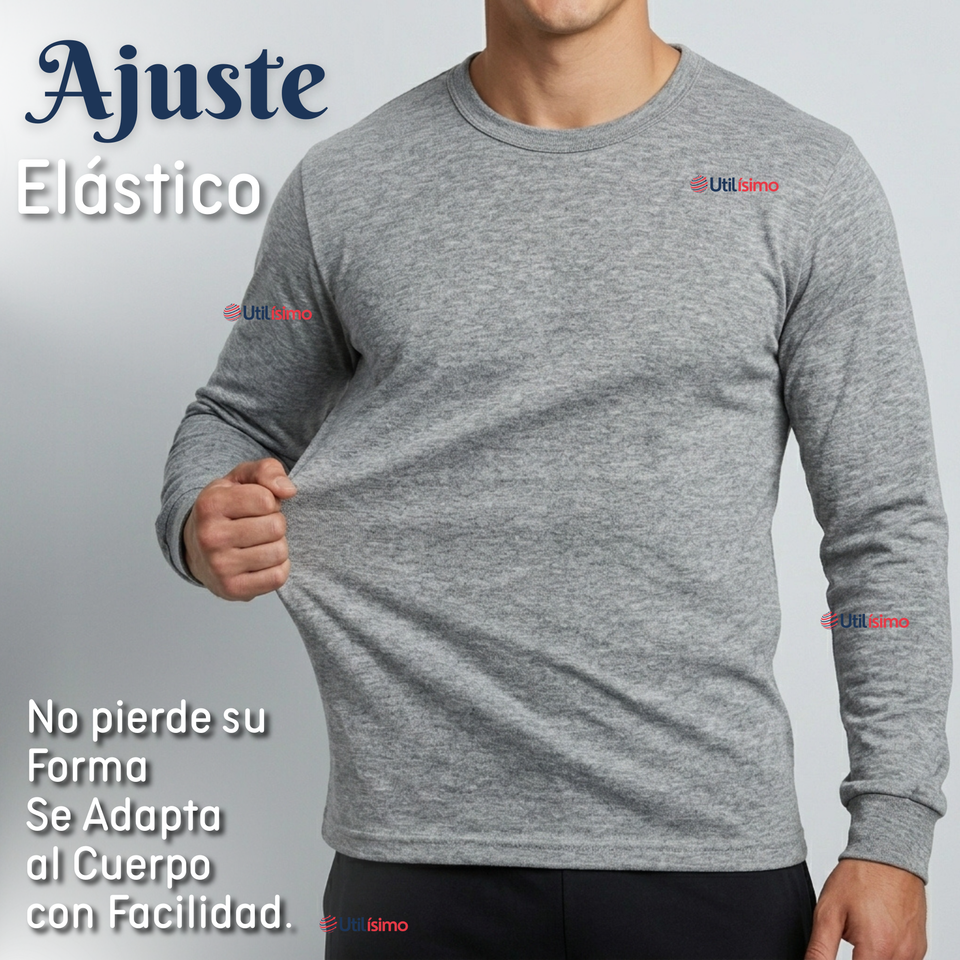 Pack 3 Camisetas Poleras Algodón Primera Capa Manga Larga Hombre Cuello Redondo