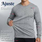 Pack 3 Camisetas Poleras Algodón Primera Capa Manga Larga Hombre Cuello Redondo