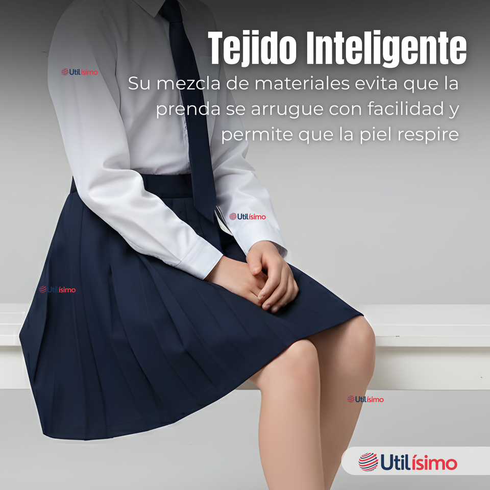 Pack 6 Falda Escolar Azul Niña Poliéster