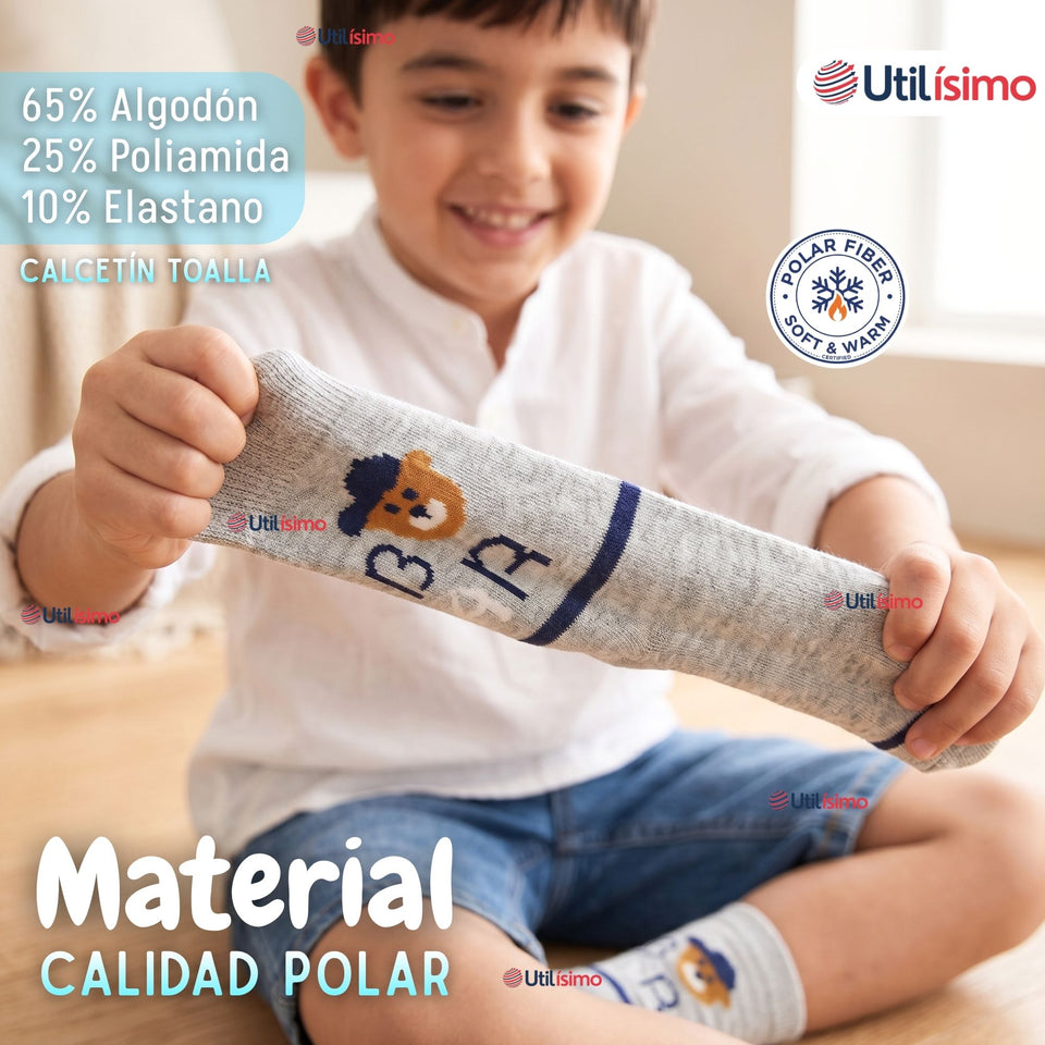 Pack 2 Pares Calcetines Toalla Niño Suaves Cálidos Invierno