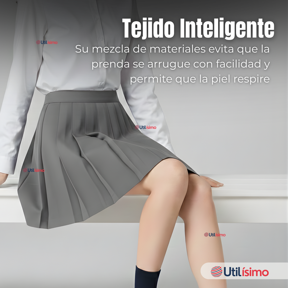 Falda Escolar Gris Niña Poliéster