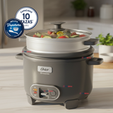 Oster Arrocera 3 en 1, 10 Tazas de Capacidad Función de Sofrito, Vaporera, Recubrimiento Antiadherente Oster DiamondForce, CKSTRC10DFSKE