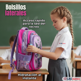 Mochila Kuromi Escolar Con Ruedas + Estuche + Lonchera Desmontable Poliéster Lila Niña