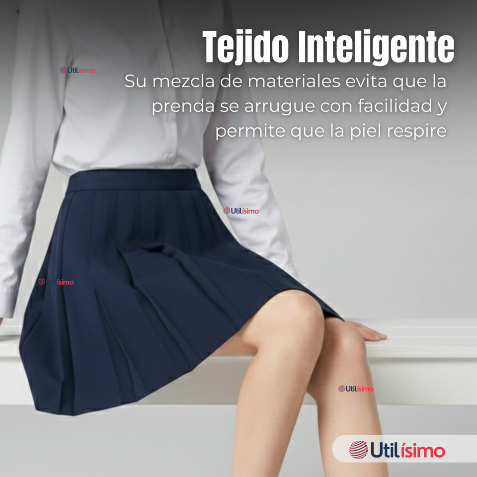 Pack 6 Falda Escolar Azul Niña Poliéster