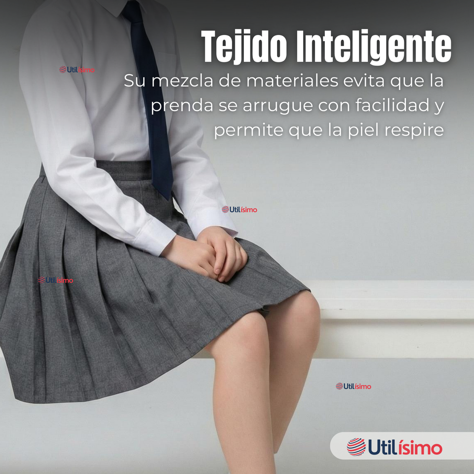 Pack 6 Falda Escolar Gris Niña Poliéster