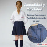 Falda Escolar Color Azul Uniforme Para Niñas