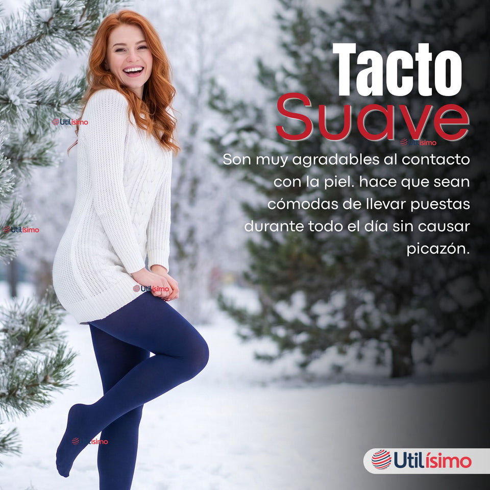 Pack 3 Calzas Pantys Con Chiporro Mujer Elasticada Azul Marino