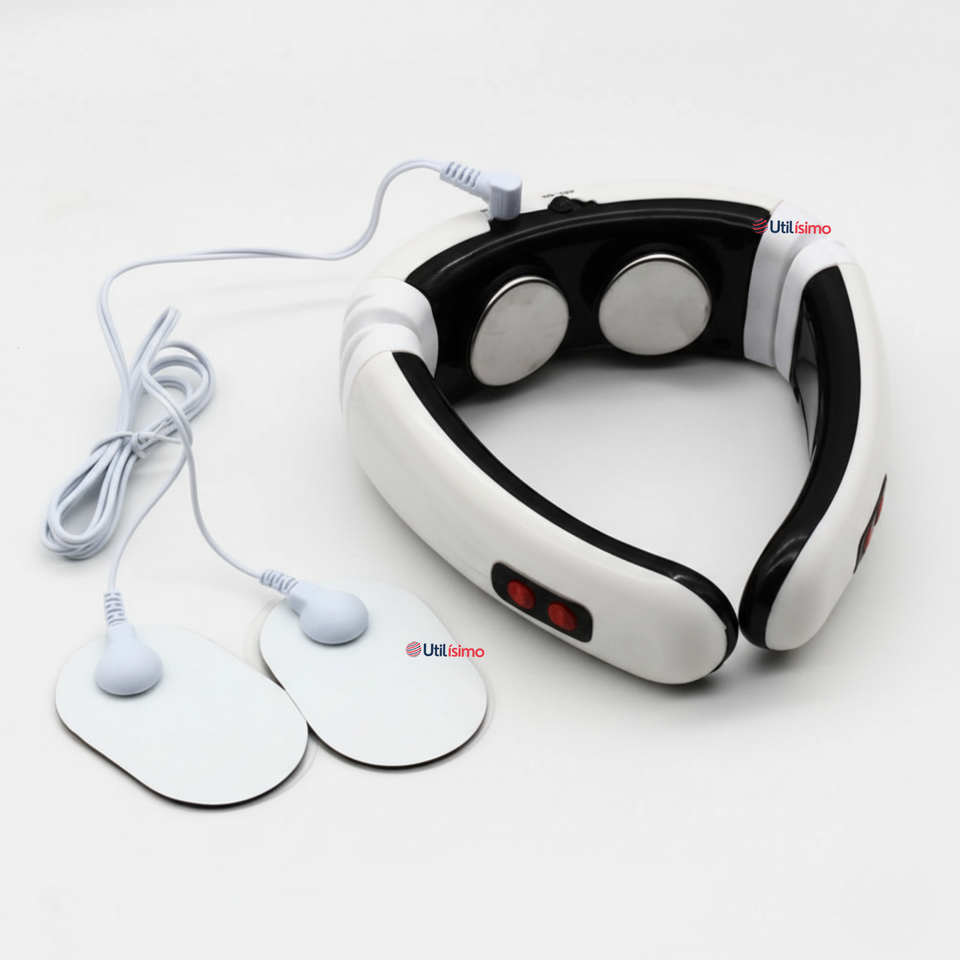 Masajeador Electro Estimulador Cervical Cuello Recargable 2 Electrodos