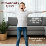 Pack 3 Camisetas Algodón Manga Larga Polera Primera Capa Blanco Niño
