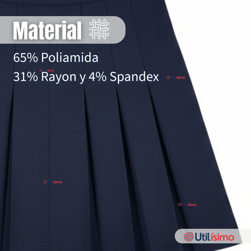 Pack 6 Falda Escolar Azul Niña Poliéster