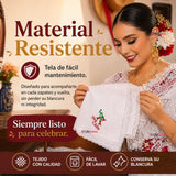 Pack 3 Pañuelos Cueca Bordado Viva Chile Con Encaje 44x44cm