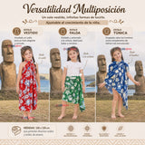 Pack 3 Pareos Pascuense Niña Hawaiano Surtidos Danza Fiestas Patrias