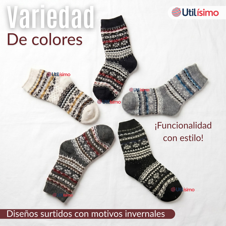 Pack 2 Calcetines Toalla Grueso Hombre Frío Surtidos Invierno