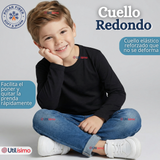 Polera Camiseta Polar Primera Capa Cuello Redondo Manga Larga Colores Surtido Niño