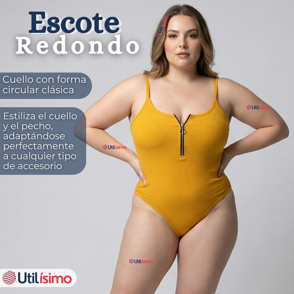 Body Con Cierre Delantero Sin Mangas Ligero Sutil Colores Surtidos Mujer