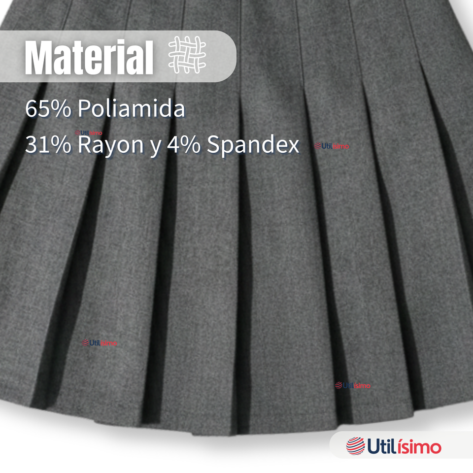 Pack 6 Falda Escolar Gris Niña Poliéster