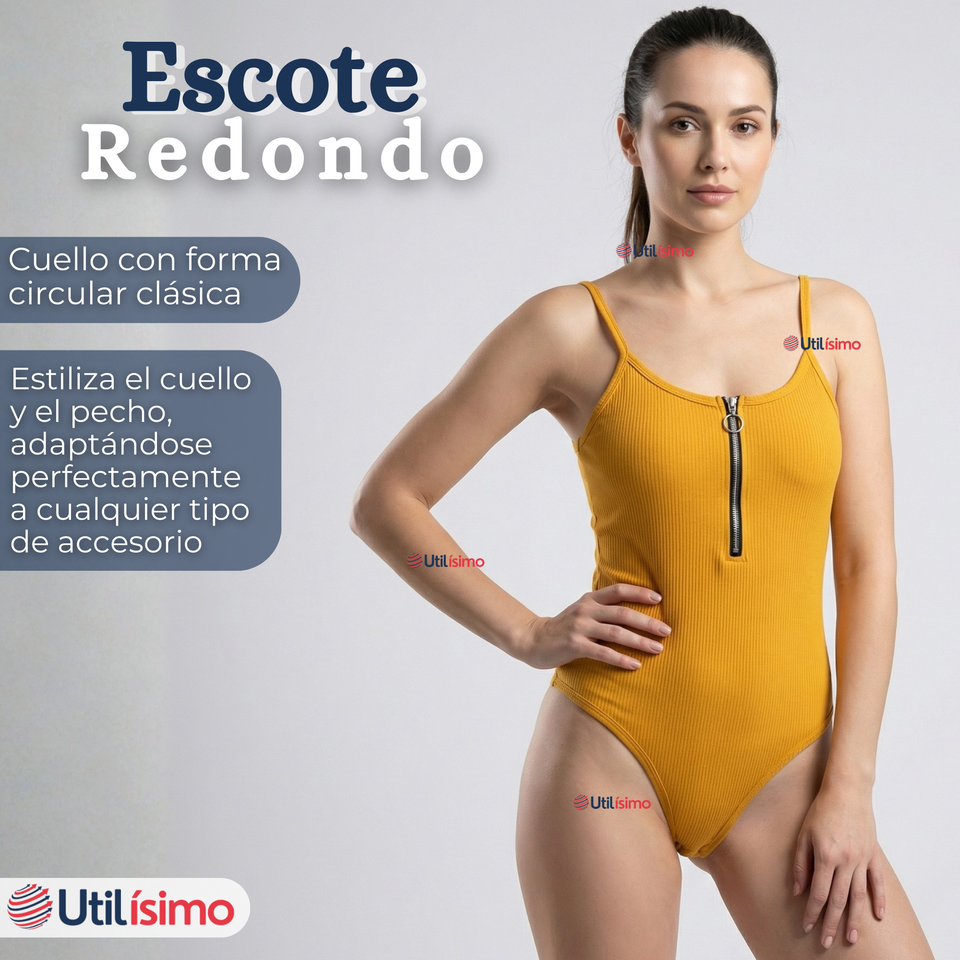 Body Con Cierre Delantero Sin Mangas Ligero Sutil Colores Surtidos Mujer