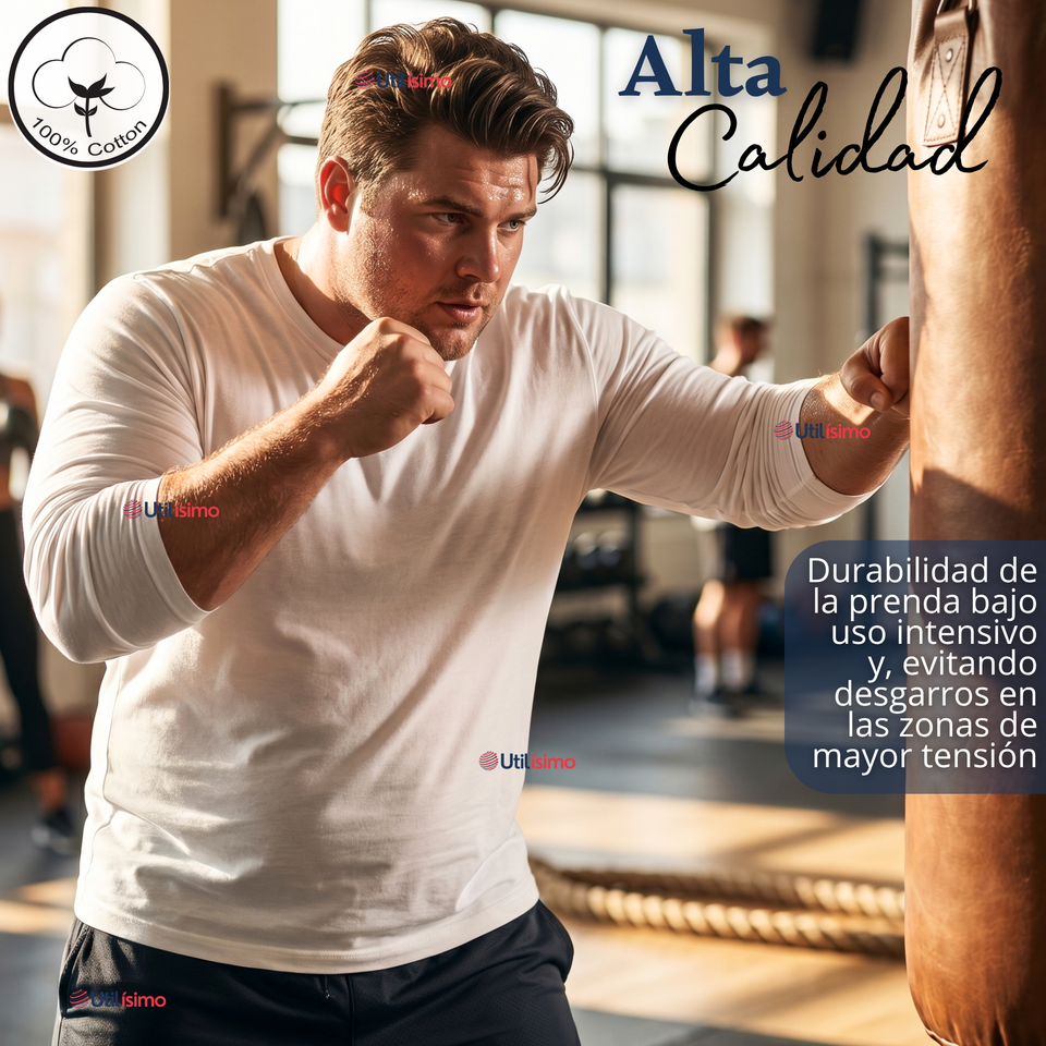 Pack 6 Camisetas Poleras 100% Algodón Basico Manga Larga Primera Capa Hombre