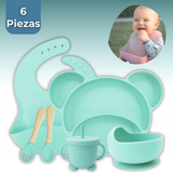 Set De Alimentación Bebé Silicona 6 Piezas Libre BPA Colores Surtidos