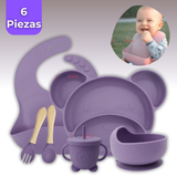Set De Alimentación Bebé Silicona 6 Piezas Libre BPA Colores Surtidos