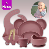 Set De Alimentación Bebé Silicona 6 Piezas Libre BPA Colores Surtidos
