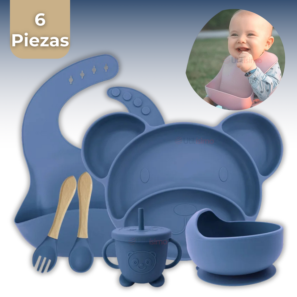 Set De Alimentación Bebé Silicona 6 Piezas Libre BPA Colores Surtidos