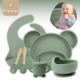 Set De Alimentación Bebé Silicona 6 Piezas Libre BPA Colores Surtidos