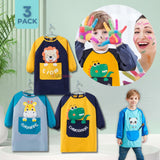 Pack 3 Delantal Infantil Niño Manga Larga Con Bolsillo Colores Surtidos