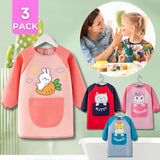 Pack 3 Delantal Infantil Niña Manga Larga Con Bolsillo Colores Surtidos